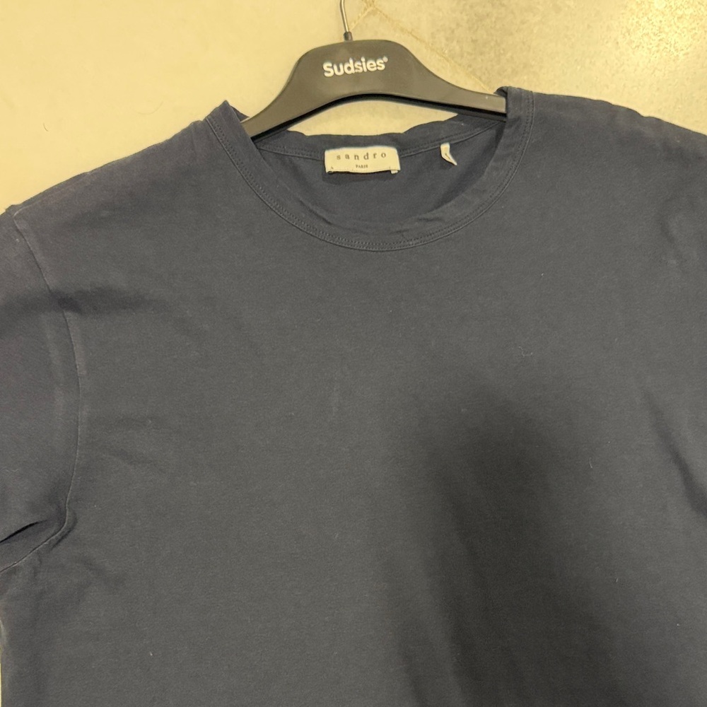 Sandro Men’s Dark Navy Crewneck Short-Sleeve Tee